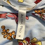 Acting Pro  medium blouse hi low tie front short sleeve blue floral print soft Photo 3