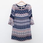 Westport 1962 Womens Dress Size 4P Navy Boho Paisley Bell Sleeve Casual Retro Photo 1