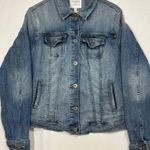 Torrid  Denim Jacket Womens 1 Medium Wash Stretch Distressed Trucker Western Photo 0