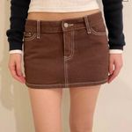 Brandy Melville  J. Galt Malia Micro Mini Denim Brown Skirt Photo 0
