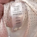 Frame  Pleated Bell Cuff 100% Silk Blouse White w Black Dot-S/P Photo 5