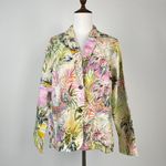 Johnny Was  Linen Tropical Palm Blazer Floral Embroidered Boho Jacket Size S Photo 1