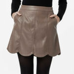 HYFVE Skirt Faux Leather Scalloped Hem Mini Preppy Trendy Work Party Vegan S Photo 0