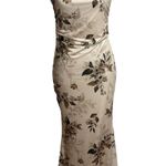 Beige Floral Satin Maxi Long Slip Dress Y2K Vtg Photo 0