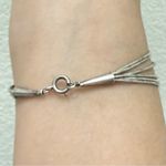 Vintage 925 Liquid Silver Turquoise Tube Beads Woven Sterling Silver Bracelet 5g Photo 5