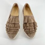 Anthropologie Seychelles Quake Beige Suede leather Ruffle Toe Slip On Sneakers Shoes size 7 Photo 2