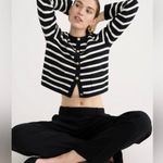 J.Crew Emilie patch-pocket sweater lady jacket in black ivory stripe size 2X Photo 1