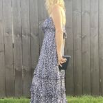 NWT BOHO Fairy Blue White Strapless Floral Off The Shoulder Maxi Dress Med Photo 3
