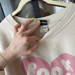 Book Lover booktok sweatshirt crewneck pullover ribbed corduroy heart beige Pink Size M Photo 2