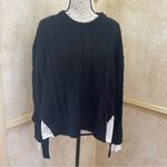 Jacquie The Label black wool blend cable knit sweater with white silk under Sz M Size M Photo 5