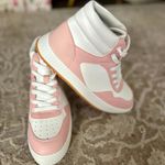 Women’s High Top Pink and White Sneakers Photo 1