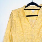 LC Lauren Conrad Yellow & White Floral Print Ruffle Button Top Photo 2