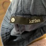 Krisa  Navy Blue Draw String 100% Linen Shorts Photo 1