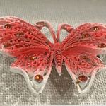 VTG Y2K Hot Ombre Pink Butterfly Brooch Pin Rhinestones Fairy Whimsical Party Photo 2