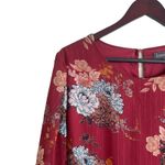 Luxology Women Top Crew Neck Bell Sleeve Pullover Lined Metallic Thread XL Rust Photo 4