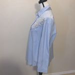 Jane Ashley vintage blue embellished beaded long sleeve button down shirt Photo 4