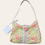 April Cornell NWT y2k quilted floral cottagecore mini purse shoulder hand bag Green Photo 0