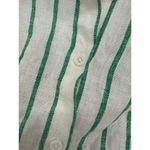 Scoop Button Down Shirt Women Medium Green Striped Linen Rayon Collar Tunic Photo 7