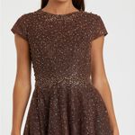 Mac Duggal 20371 Womens Brown Embellished Cap Sleeve A Line Dress Photo 3