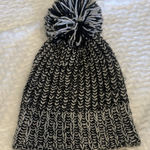 Old Navy Black and White Knit Beanie with Pom Pom Photo 0