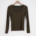 American Giant Ribbed Square Neck Long Sleeve Top Olive Green Size S Photo 1