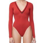 Good American NEW  Low Down Bodysuit Red Black Net Accent Sz 5 US XXL Minimalist Photo 0