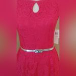 Modcloth Hot Pink Lace Belted Fit & Flare Party Dress London Style Barbie Size 4 Photo 1