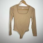 Nuuds Bodysuit Square Neck Oat Nude Skin S Small Darylann Denner Long Sleeve Tan Photo 1