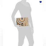 AMERICA & BEYOND Sunset Striped Staw Woven Jute Clutch Purse Tan Blue OS NWT Photo 9