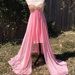 La Femme  New Beaded High Low Train Pink Prom Dress Photo 0