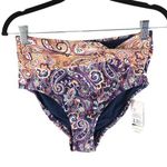 Lands' End  Chlorine Resist Twist Front Retro High Waisted Bikini Bottoms Blue 2 Photo 0