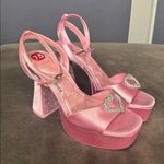 ALDO Barbie x Collection Pink Satin Platform Heart Sandal Block Heel 7.5 Photo 6