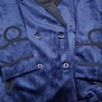 One Teaspoon Women's Navy Issue Velvet Blazer Long Sleeve Blue Black XS Velour Photo 3