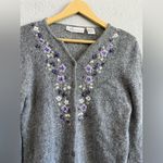 Dressbarn Silk Blend Embroidered Cardigan Size Small Beaded Gray Photo 1