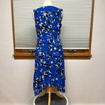 CAbi  #5576 Untamed Electric Blue Floral Sleeveless Ruffle Shark Hem Dress Photo 6