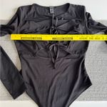 Forever 21  Black Tie Front Long Sleeve Bodysuit Size Medium Photo 6