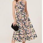 Something Navy Floral Cutout Sleeveless A-Line Midi Dress Size Small Photo 0