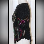 Laurence Kazar Y2K New Years Eve Beaded Sequin Top Silk Party Vintage Small Photo 1