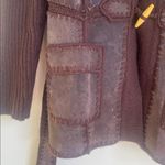 Vintage Leather & Knit Hooded Jacket Brown Size L Photo 2