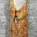 Bcbg Paris Floral High Neck Sleeveless Dress Yellow Size L Photo 2
