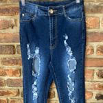 BOB Jeans Faded Dark Wash Blue Denim Distressed Skinny Jeggings Size 7/8 Photo 1