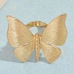Exquisite Golden Metal Butterfly Open Ring Adjustable Trendy Unique Ring Gold Photo 5