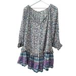 Spell & The Gypsy Flora Boho Mini Dress Purple Border XS Blue Photo 1