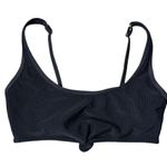 FRANKIES BIKINIS Black Ribbed Knotted Scoop Neck Wide Strap Greer Top Size XS Photo 2