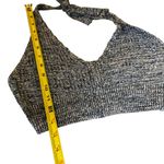 Blue & White Knit Halter Crop Top Button Back Neck Tie M festival boho hippie Size M Photo 7