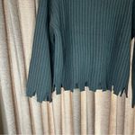 Moon River  Blue Distressed Ribbed Turtleneck Sweater Size Medium Wool Blend Photo 9