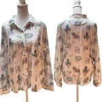 Victoria's Secret White with Multi-Color Print Button Front Top Only Pajamas S Photo 1