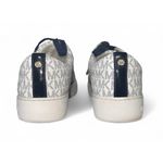Michael Kors  Women's MK Signature Logo Low Top Sneakers White Navy Size 9.5 Photo 2