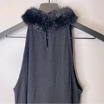 Ralph Lauren Lauren  Black Fur Collar Evening Dress Size Large Photo 9