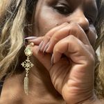 Gold Asymmetrical Mixed Jewel Drop Earrings Photo 10